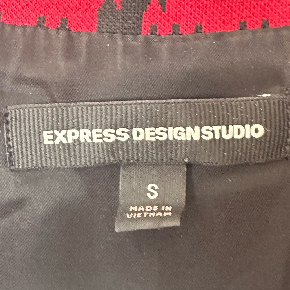 Express Red And Black Patterned Bomber Jacket - image 5